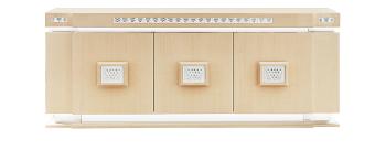Raisins sideboard in numbered edition, clear crystal, ivory ash and polished steel - Lalique